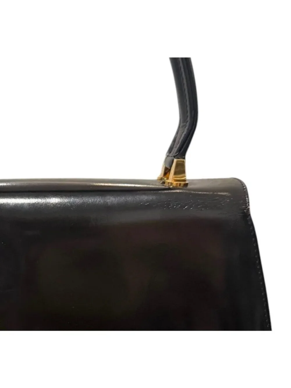 Gucci Black Patent Leather Top Handle Bag RARE VINTAGE